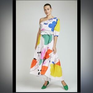 Love Binetti size M tiered midi dress. One shoulder.